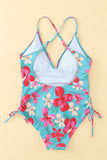 Flower Print Open Back One-piece Swimwear