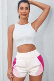 Color Block Split High Waist Shorts