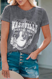 T-shirt délavé minéral graphique Nashville Music City