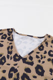 Leopard Split Joint V Neck Long Sleeve Top