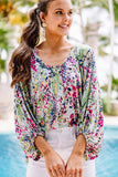 Floral Print Ruffle Sleeve Babydoll Top