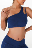 Cut Out One Shoulder Cropped Sports Bra