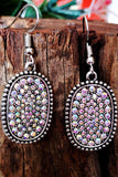 Boucles d'oreilles crochet en argent antique plein de diamants