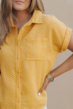 Rolled Short Sleeve Polka Dot Print Shirt