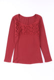 Lace Crochet V Neck Long Sleeve Top