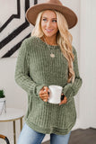 Long Sleeve Round Hem Cable Knit Sweater