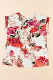 Floral Short Sleeve Round Neck Blouse