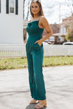 Spaghetti Straps Cowl Neck Satin Jumpsuit