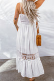 Lace Splice Button Decor Spaghetti Strap Maxi Dress