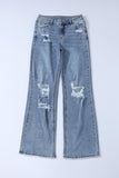 Destroyed Open Knee Wide Leg Jeans