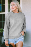 Cable Textured Drop Shoulder Pullover Sweatshirt