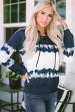 Tie Dye Lace Up V-Neck Long Sleeve Top