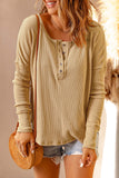 Waffle Knit Henley Top