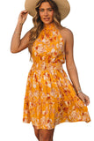 Sleeveless Smocked Waist Floral Dress