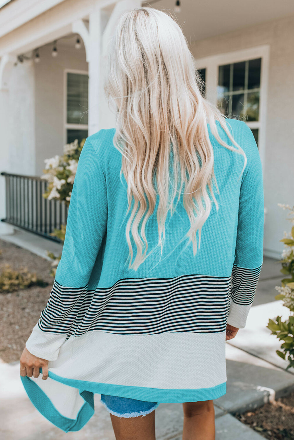 Loose Fit Stripe Colorblock Cardigan