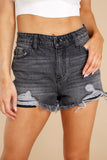 Distressed Frayed Denim Shorts