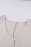 V Neck 3/4 Sleeve High Low Hem Shirt