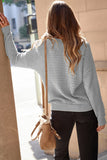 Green Textured Knit Round Neck Dolman Sleeve Sweater