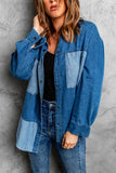 Color Block Buttoned Denim Jacket