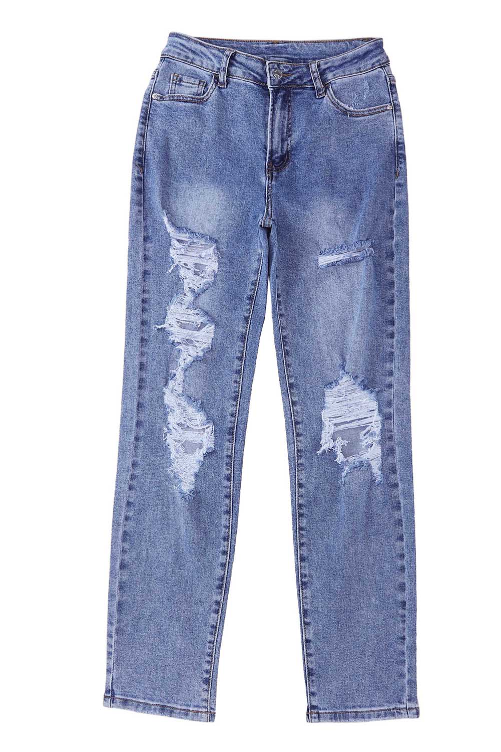 Heavy Destroyed Big Hole Boyfriend Jeans