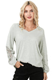 Crochet Lace Patch Raglan Sleeve Top