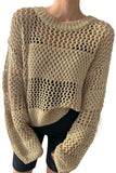 Solid Color Hollow Out Knitted Sweater