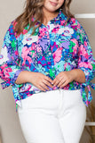 Plus Size Floral Knotted Long Sleeve Shirt