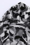 Camo Print Soft Fleece Hooded Open Front Coat