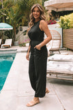 Solid Sleeveless Wide Leg Jumpsuit