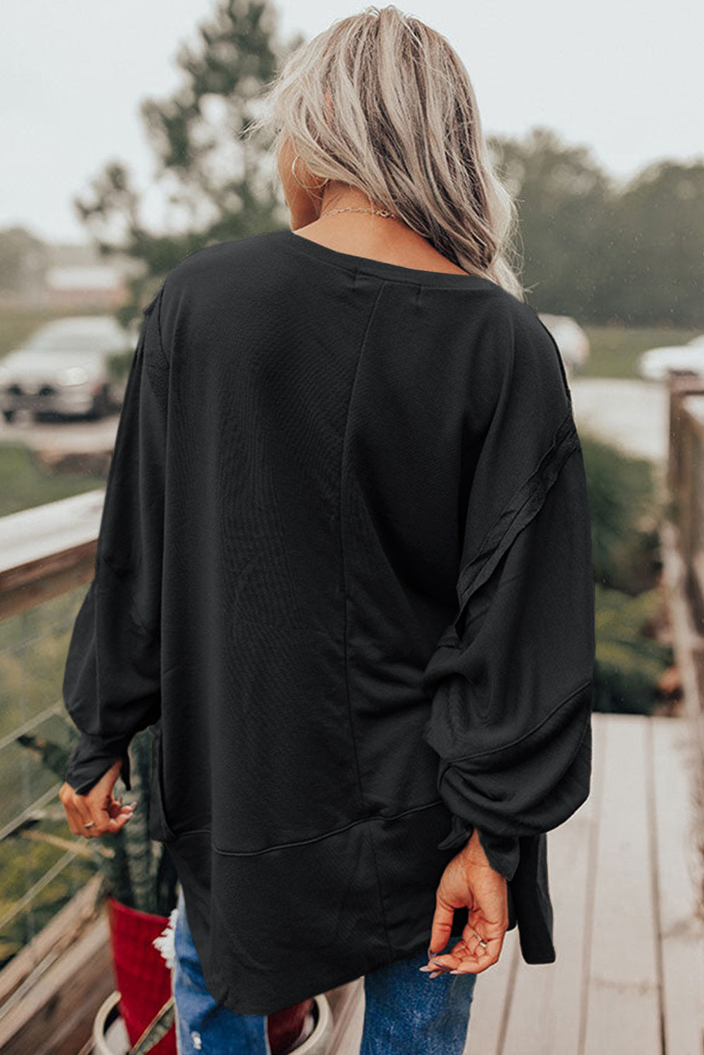 Patchwork Drop Shoulder Oversized Top