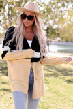 Color Block Striped Open Front Cardigan