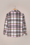 Geometric Plaid Print Pocketed Shacket