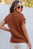 Chestnut Plain Crew Neck Short Sleeve Sweater