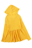 V Neck Drop Shoulder Hooded Flowy Top with Frill