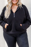 Half Zipper Kangaroo Pocket Plus Size Hoodie