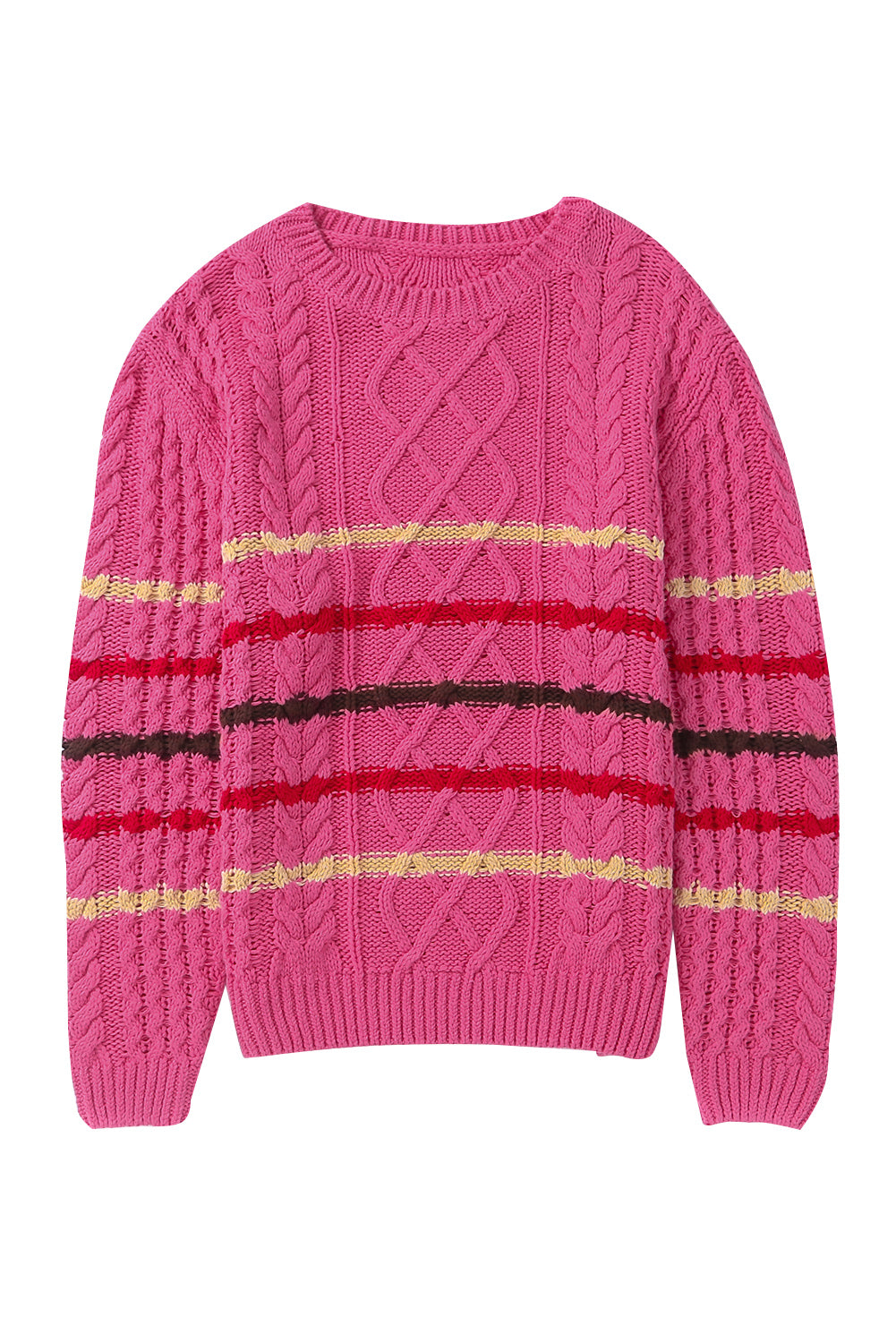 Striped Color Block Textured Knit Pullover Sweater