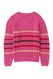 Striped Color Block Textured Knit Pullover Sweater