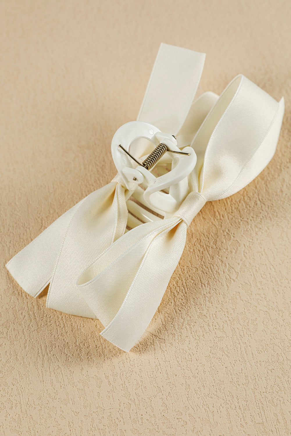 White Bow Decor Large Hair Claw Clip