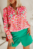 Abstract Print Long Sleeve Buttoned Shirt