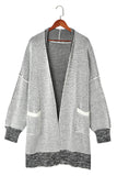 Gray Textured Knit Pocketed Duster Cardigan