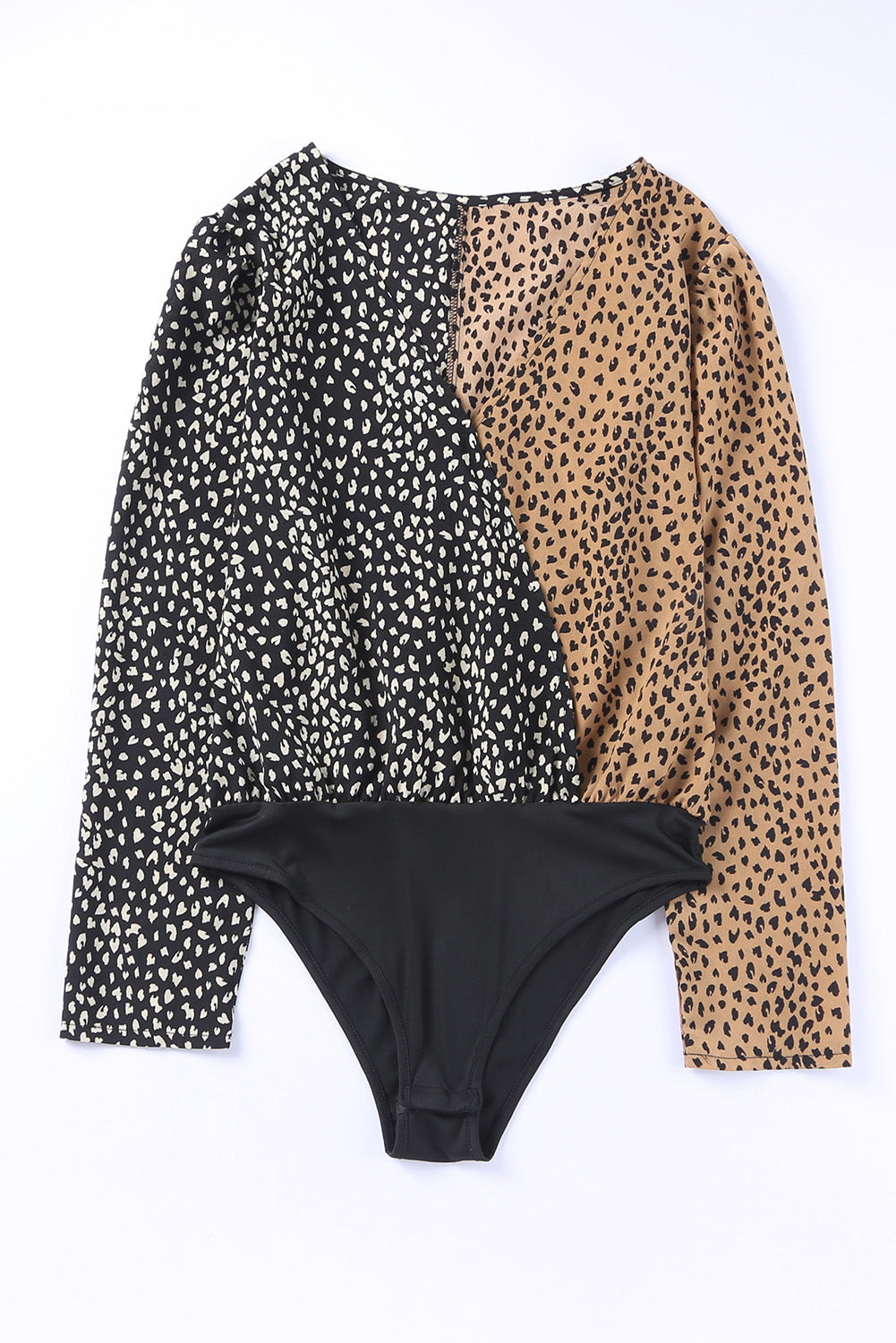 Spliced Print Wrap Long Sleeve Bodysuit