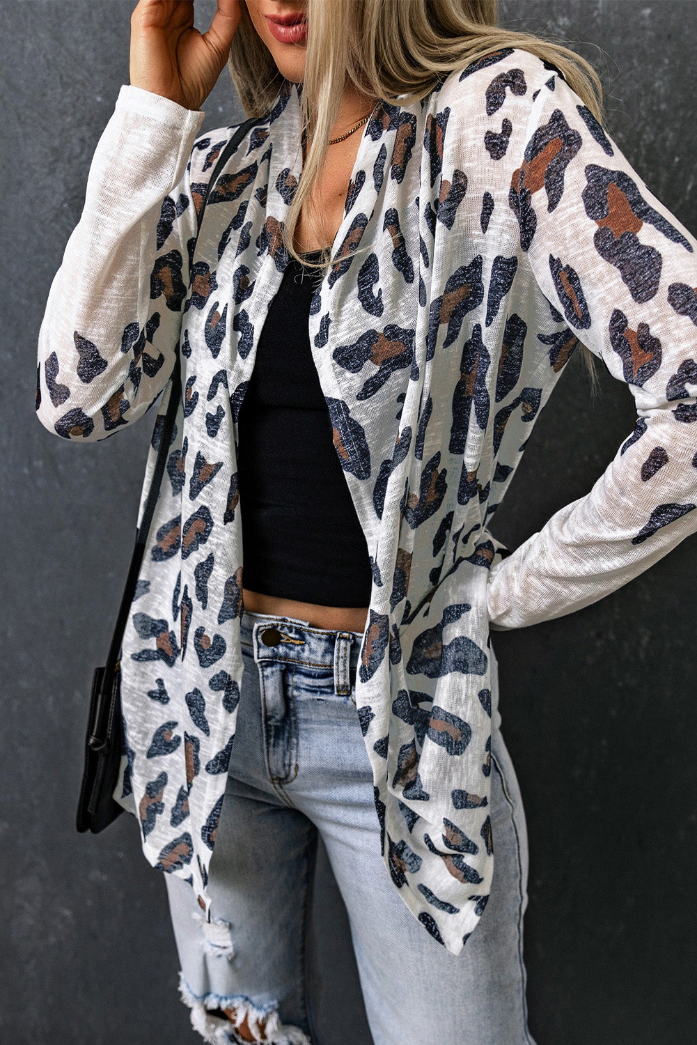 Vintage Leopard Print Open Cardigan