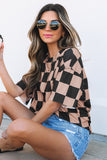 Light French Beige Checkmate Boyfriend Casual Tee