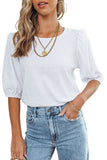 Puff Sleeve Top with Keyhole Back