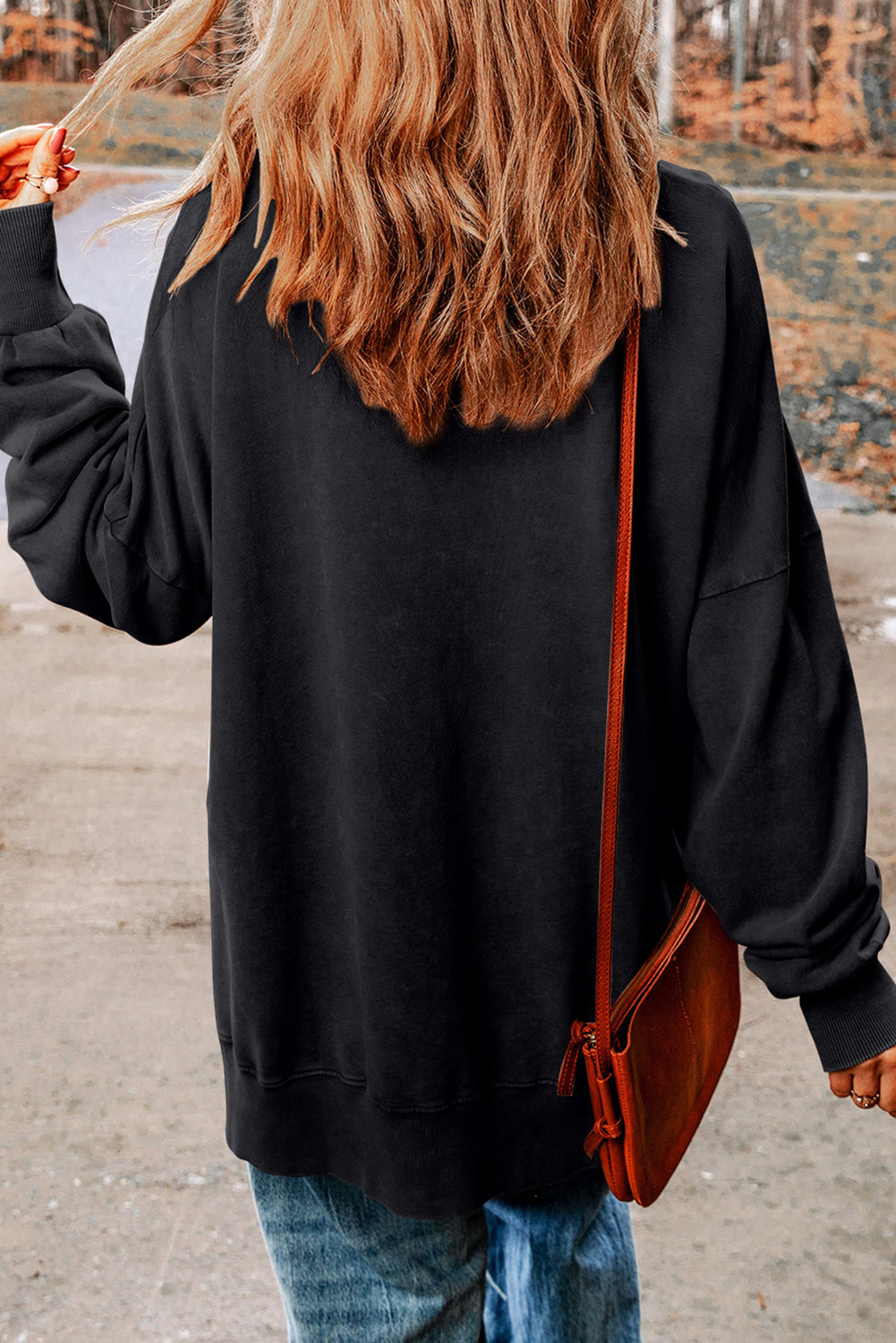 Green Drop Shoulder Ribbed Trim Oversized Sweatshirt