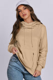 Parchment Zipped Pocket Cozy Drawstring Hoodie