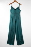 Spaghetti Straps Cowl Neck Satin Jumpsuit