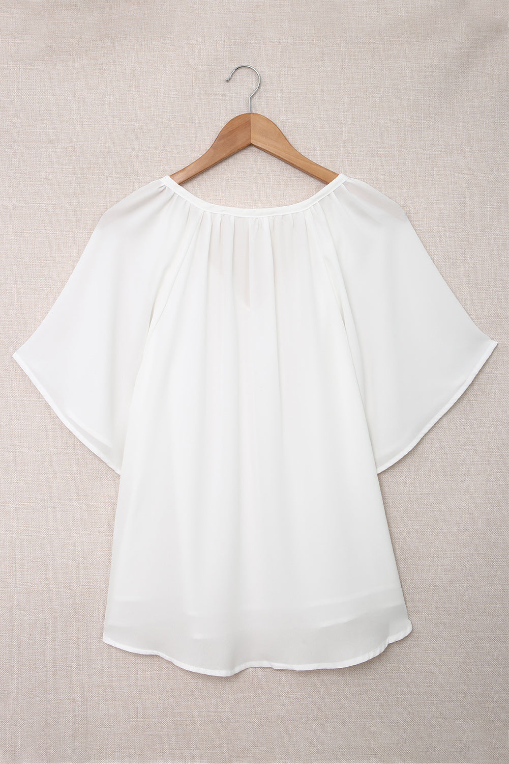 Split Neck Pleated Loose Top