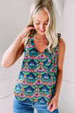 Printed Knotted Shoulder Tank Top