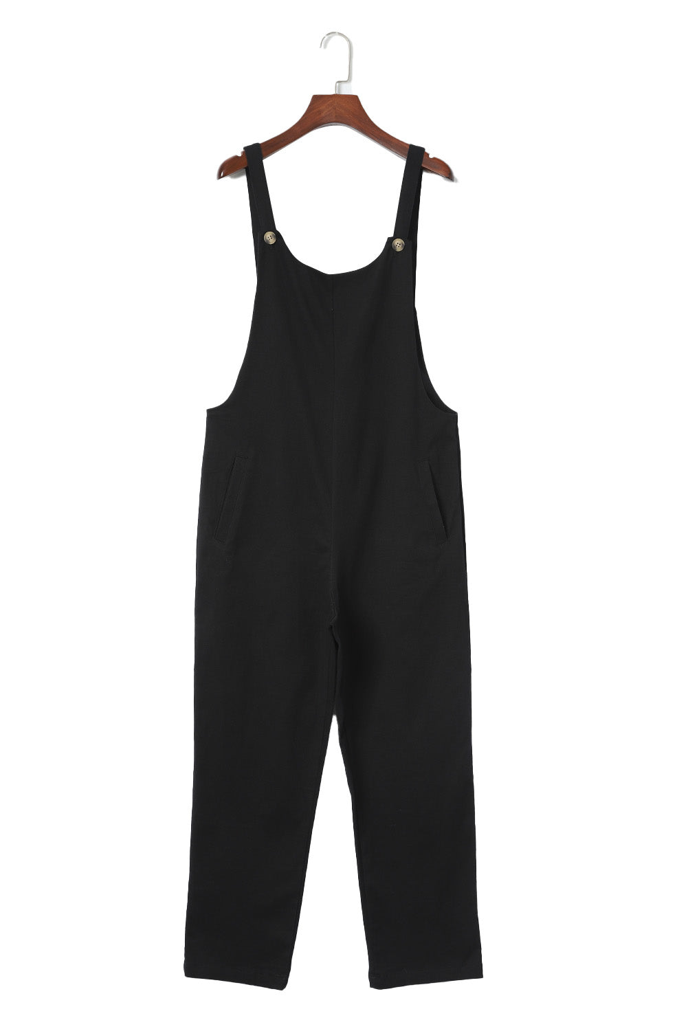 Button Straps Pocketed Cropped Jumpsuit